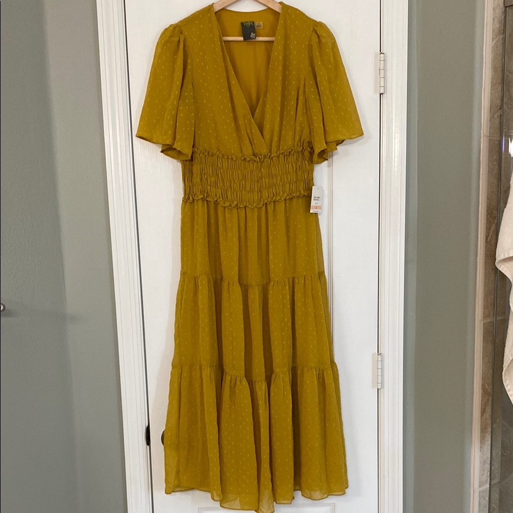Taylor Yellow Smocked Wrap Sundress